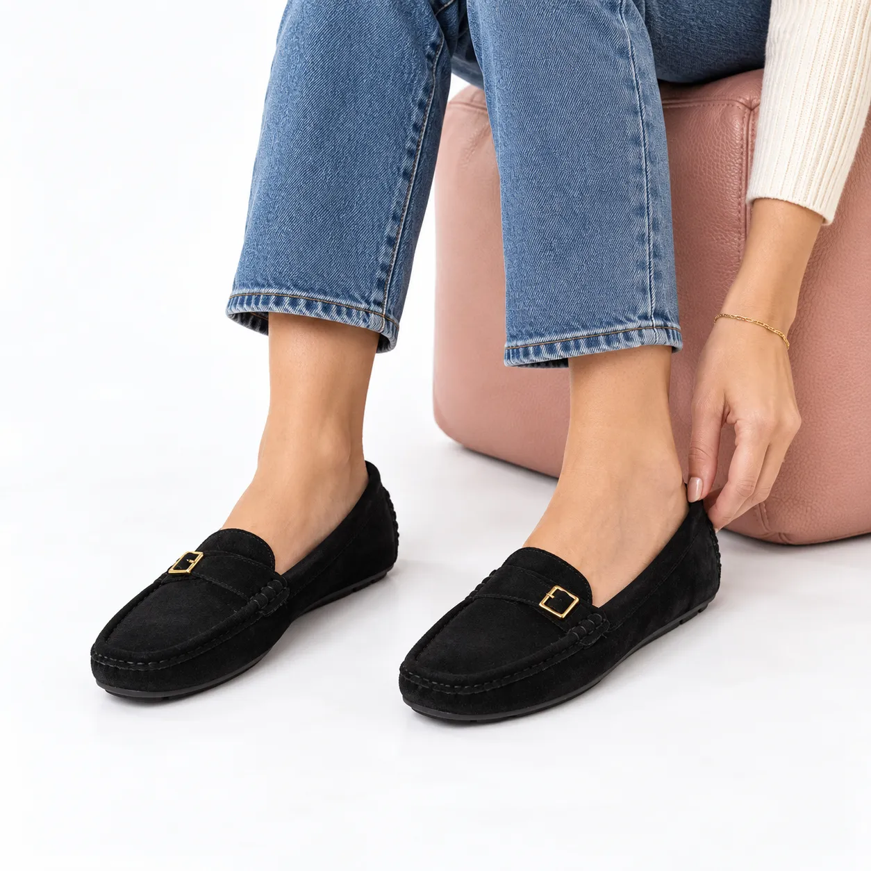 Mocassin pour femme M2025 noir  daim 